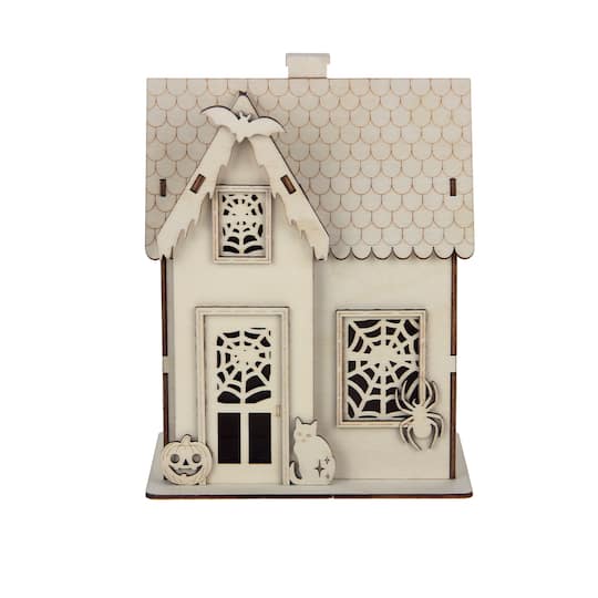 Michaels, 7.5" Spiderweb Cottage DIY LED Wood Décor by Make Market® – Category: DIY Wood & Ceramic Crafts